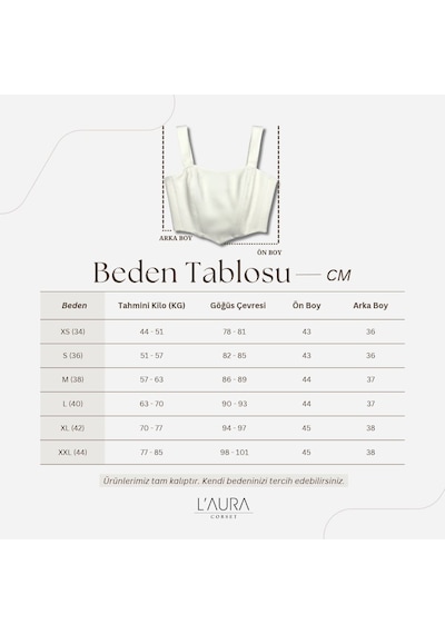 L'aura Corset Beyaz Renk Kalp Yaka Bayan Korse Büstiyer