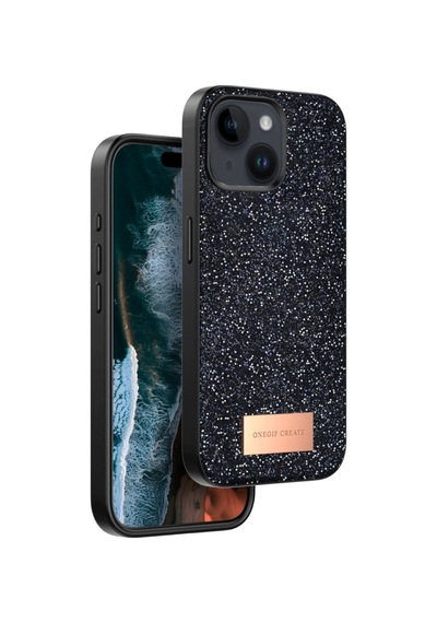 Onegif Apple İphone 15 Bright Simli Kapak - Siyah - Siyah