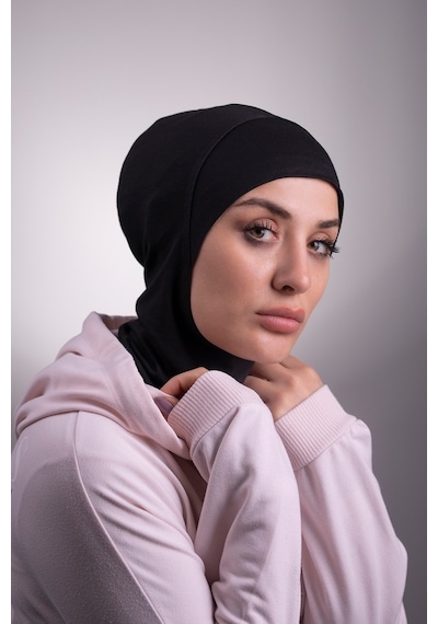 Hürrem Bone Siyah Pratik Hazır Geçmeli Bone Viskon Kumaş Hijab Spor 2106_01 Siyah