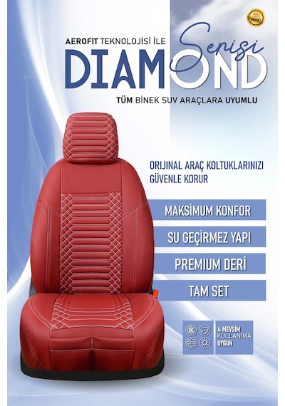 Kia Stonic Lüx Full Deri Oto Koltuk Kılıfı Ön Arka Takım Exclusive Kırmızı