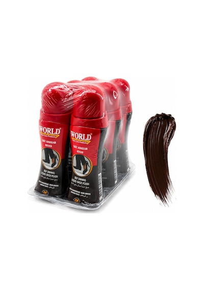 World Likit Ayakkabı Boyası Koyu Kahve Süet 75ml- 6'li Paket