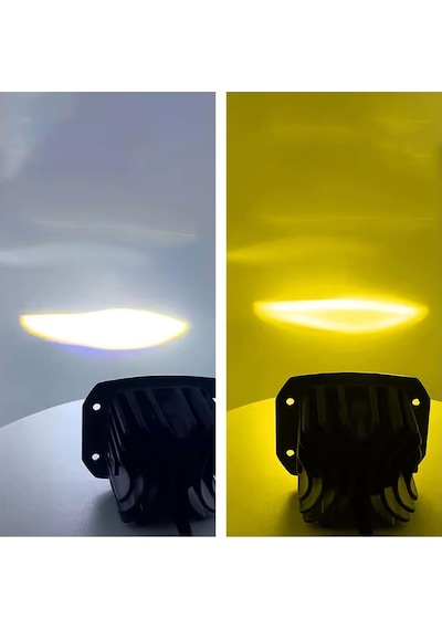 18w Uyumlu Çift Renk Gömme Montaj Tampon Sarı Beyaz 8 Cm 4 Modlu Off Road Led Lamba