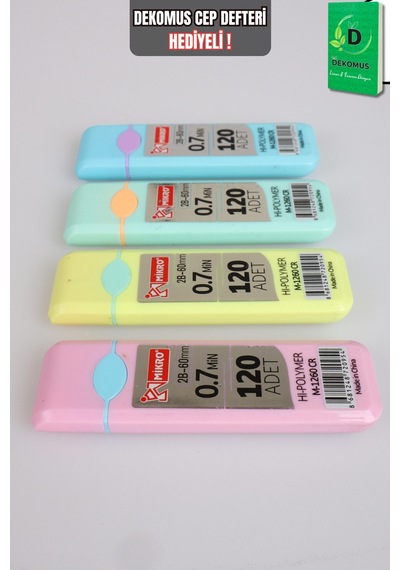 X Dekomus Pastel Touch Collection "2 Adet" 120'li 0.7 Mm 2b Uç Seti "dekomus Cep Defteri Hediyeli" Altın