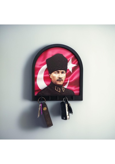 Cajuart Boyutlu Kabartma Tasarım Atatürk Bayrak Tema Anahtarlık Duvar Askılık Dekor