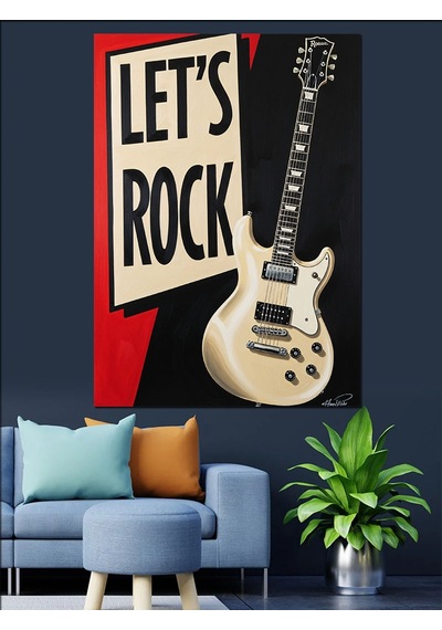 Ahşap Tablo Rock N Roll Gitar Müziği İstanbul Tabloları