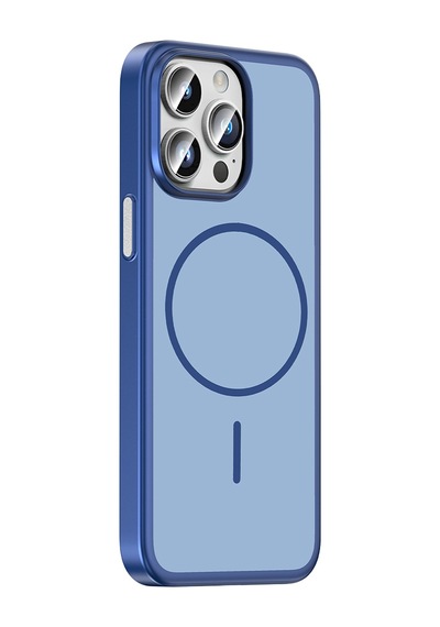 iPhone Uyumlu 14 Pro Max Kılıf Magsafe Şarj Özellikli Ultra İnce Mat Soft Lora Pc Kapak Lacivert