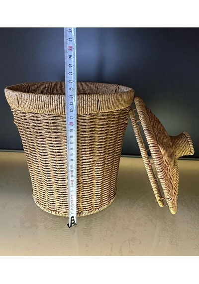Reoona 2'li Kapaklı Rattan Konik Çok Amaçlı Patates- Soğan Sepeti Açık Ahşap