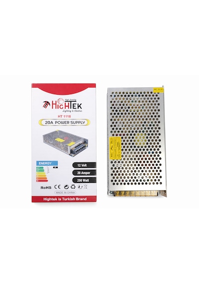 12v 20a Metal Kasa Güç Kaynağı Adaptör Ip20 240w Trafo Adaptör Led / Cctv / Elektronik