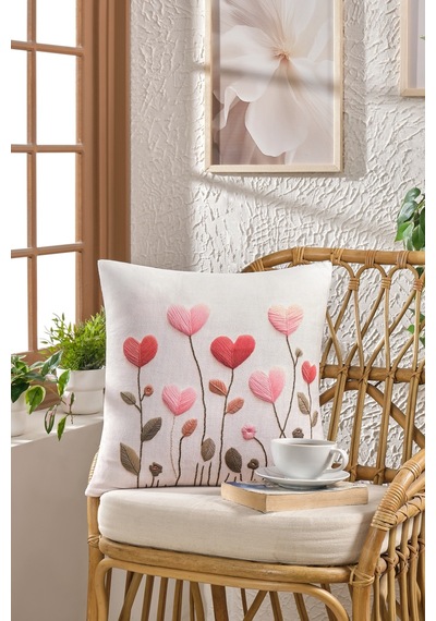 Soft Kadife Baskılı 43 X 43 Cm Kırlent Kılıfı Kalp