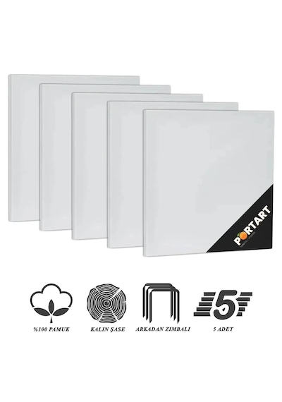 Portart Tuval %100 Pamuk 25x25 Cm 5'li Paket