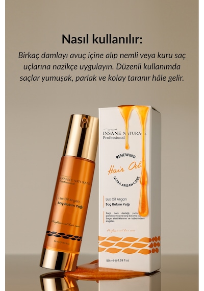 Insane Naturale Lux Oil Argan Saç Bakım Yağı 50 ML