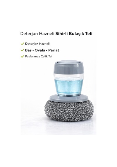 Deterjan Hazneli Sihirli Bulaşık Teli Paslanmaz Pratik Temizleme Ve Ovma Teli