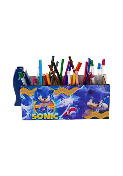 Deepcraft Ahşap Çocuklar İçin Masa Üstü Kare Kalemlik & Organizer-sonic