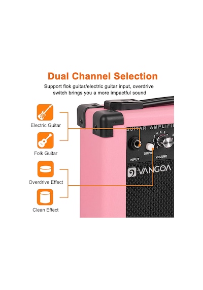 Vangoa Ga10pk 10 Wat Elektro Gitar Amfisi Pembe