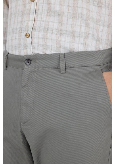 İmza Füme Gabardin Yan Cep Düz Paça Comfort Fit Pamuklu Casual Chino Pantolon 1003250121 Füme