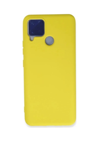 Jenerik Realme C15 Kılıf Nano İçi Kadife Silikon - Sarı