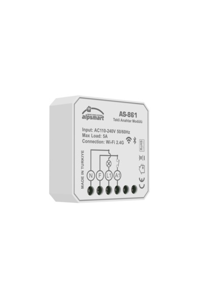 Alpsmart As-861 Akıllı Wi-fi Tekli Duvar Anahtar Modülü Tuya Uyum