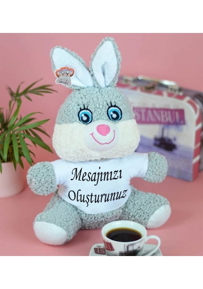 25 Cm Sevimli Peluş Tavşan Tişörtlü