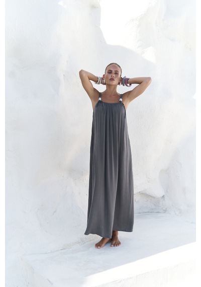 Mai Collection Mai Studios Co. Kasteli Boncuk Detay Antrasit Elbise Antrasit