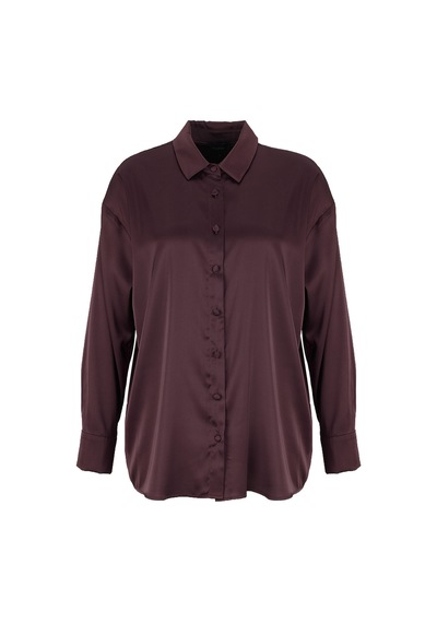 Fabrika Mürdüm Kadın Loose Fit Gömlek F6sl-gml0194