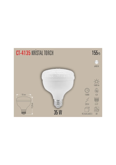 Ct-4135 Kristal Torch Led Ampül Beyaz 5 Adet