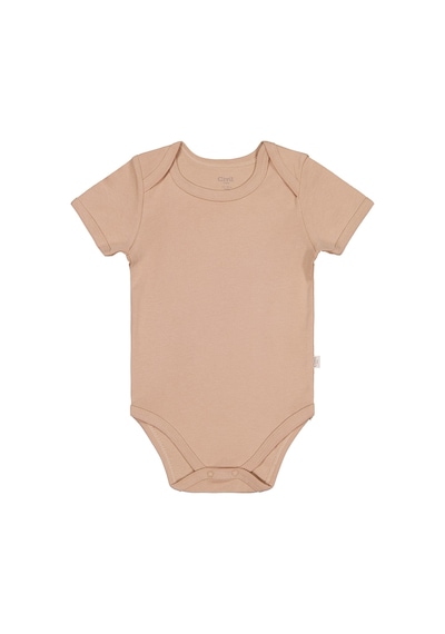 Civil Baby Düz Renkli Kısa Kol Çıtçıtlı Badi - Kahverengi 0-1 Ay Sütlü Kahve