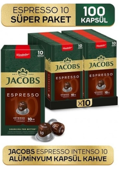 Jacobs Espresso 10 Intenso Nespresso Uyumlu Kapsül Kahve 10 Lu X PKT.JACOBS.019 Kapsül Kahve
