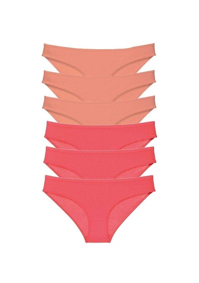 6 Adet Süper Eko Set Likralı Kadın Slip Külot Pudra Fuşya Standart