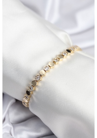 Pirinç Vıp Seri Gold Renk Petek Model Kadın Bileklik Diğer