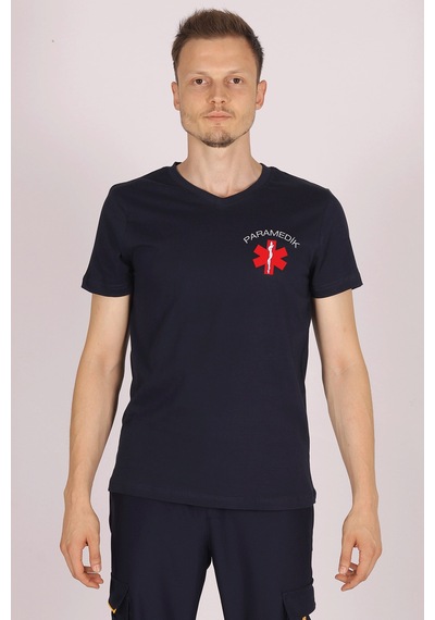 Lacivert Paramedik V Yaka Tişört Unisex