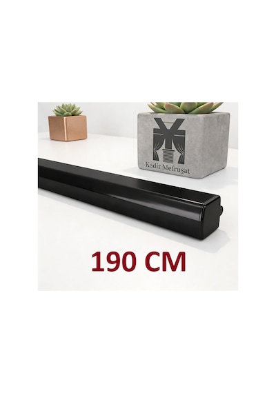 Siyah Dekoratif Ray Alüminyum 2 Kanallı Dekoratif Metal Perde Kornişi Siyah190cm - 855527283 Siyah190cm