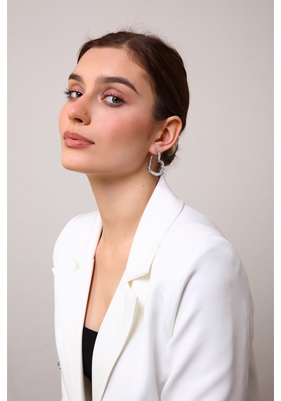 Kadın Kalp Model Küpe Gümüş