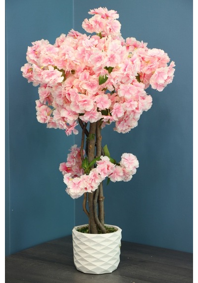 Yapay Çiçek Deposu Yapay Küçük Bahar Dalı Ağacı 80 Cm Pembe