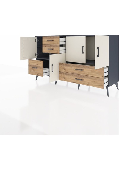 Hyperion Konsol 4 Raflı 5 Çekmeceli 4 Kapaklı 176x44x99 Antrasit- Antrasit-aytaşı/çam Hyperion Konsol 4 Raflı 5 Çekmeceli 4 Kapaklı 176x44x99 Antrasit- Antrasit-aytaşı/çam