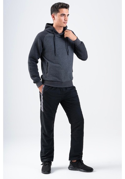Maraton Sportswear Regular Erkek Kapşonlu Uzun Kol Basic Siyah Sweatshirt 21392-siyah Siyah