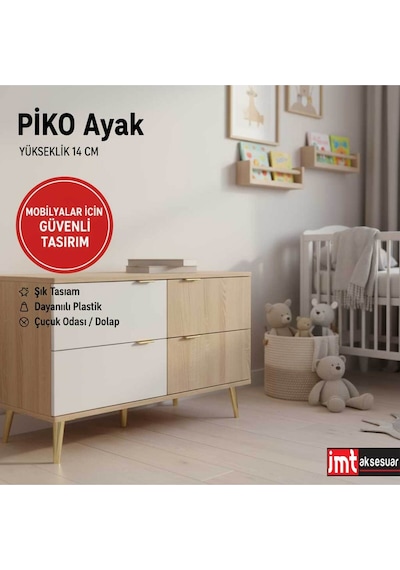 Piko 14 Cm Altın Koltuk Baza Dolap Tv Ünitesi Yatak Odası Konsol Çocuk Ve Genç Odası Ayağı Altın