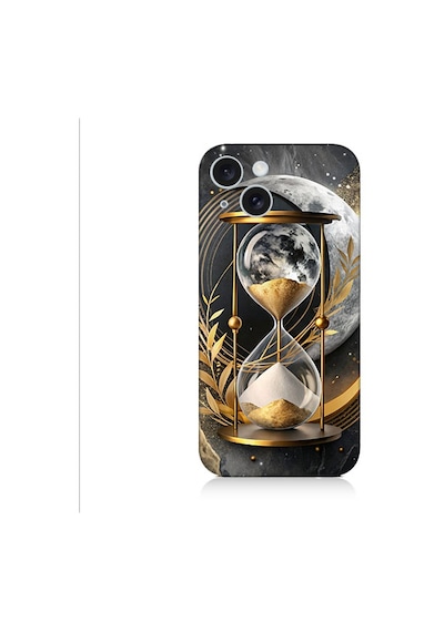 Apple Uyumlu iPhone 15 Altın Kum Saati Desenli Silikon Kılıf Silikon