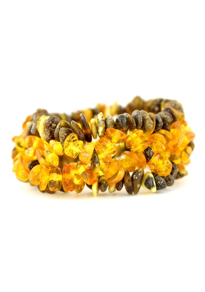 Kehribar Bileklik Amorf Tasarım Ambergold Blk23-119 Çok Renkli