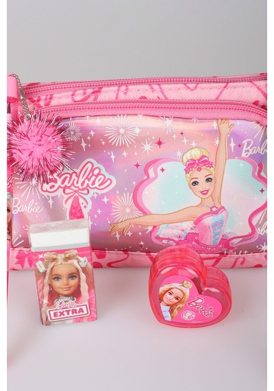 X Dekomus Lisanslı Barbie Ballerina Magic Collection Kalem Çantası,geçmeli Kalem,silgi,kalemtraş Ve Kurşun Kalem Seti Altın