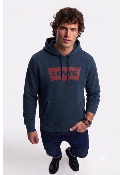 Levi's Pamuk Kapüşonlu Graphic Erkek Sweatshirt Lacivert