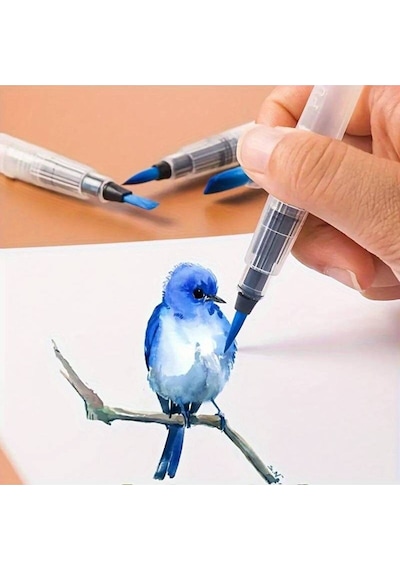 Fırça Uçlu, Brush Pen, Suluboya Fırçaları, Su Ve Mürekkep Hazneli Fırça Kalem-m Beden