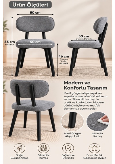 2 Adet Masal Ahşap Gürgen Sandalye Cafe,restaurant,mutfak,salon,yemek Odası Sandalyesi Siyah