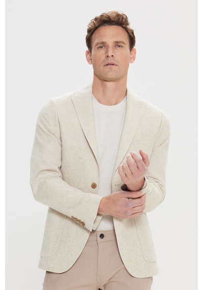AC&Co / Altınyıldız Classics Erkek Bej Slim Fit Dar Kesim Kırlangıç Yaka Casual Blazer Ceket Bej