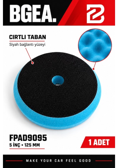 Bgea Waffle Mavi Polisaj Süngeri 5 İnç 125 Mm Cırtlı Pasta Cila Pedi 1 Adet Fpad9095