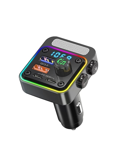 Lapas Fmt-01 36w Hızlı Şarj Destekli Dijital Göstergeli Bluetooth Fm Transmitter Siyah