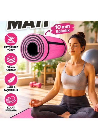 10 Mm Pilates Ve Fitness Matı Kaydırmaz Yüzeyli Hafif Ve Taşınabilir Egzersiz Minderi Çok Renkli