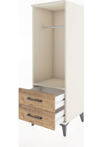 Hyperion Dolap Tek Raflı 2 Çekmeceli Tek Askılı 44x44x134 Aytaşı-çam Aytası