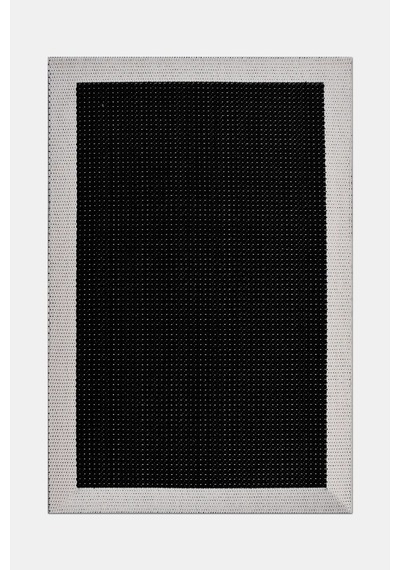 Vatra Modern Sisal Görünümlü Polyester Halı, Robot Süpürge Uyumlu, Mutfak Oturma Odası Koridor Halısı Siyah/ekru