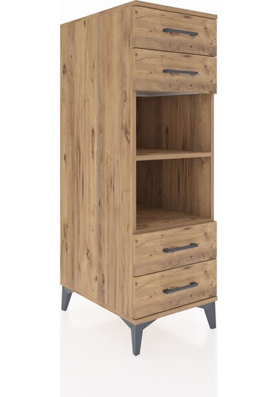 Kronos Dolap 2 Raflı 4 Çekmeceli 44x59x134 Çam-çam Çam