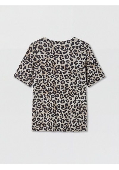 Lcw Everyday Kahverengi Leopar Desenli Kadın Tişört